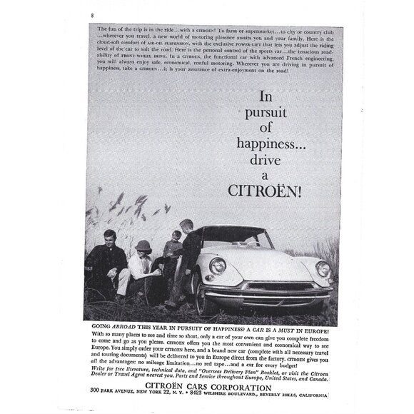 Vintage Citroën Advertisement Print Drive A Citroën Classic Car Ad 1959 - Picture 1 of 2